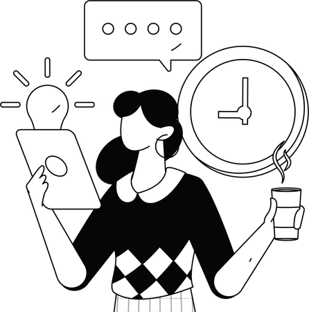 Geschäftsfrau arbeitet am Zeitmanagement  Illustration