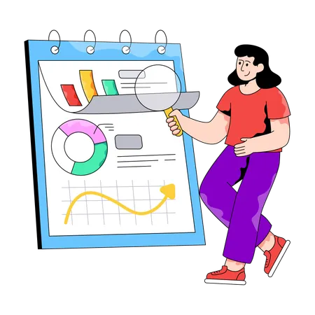 Geschäftsfrau diskutiert Geschäftsbericht  Illustration