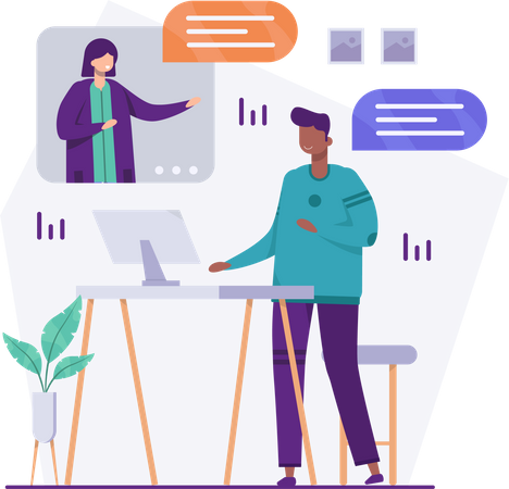 Geschäftsfrau erhält Update zu Marketingdaten  Illustration