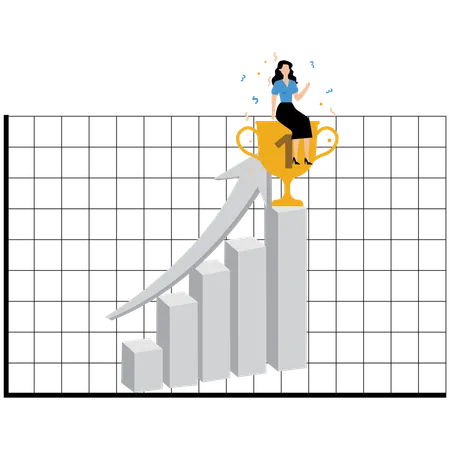 Geschäftsfrau erreicht Business-Trophäe  Illustration