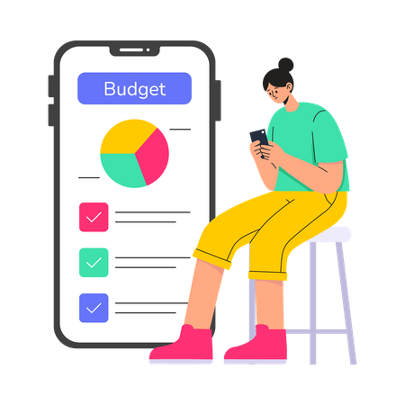 Geschäftsfrau erstellt Finanzbudget  Illustration