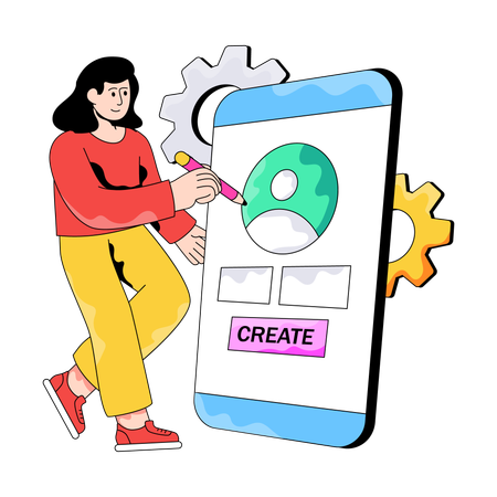 Geschäftsfrau Online-Profil erstellen  Illustration