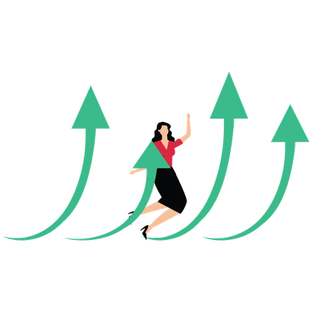 Geschäftsfrau steigert den Geschäftsgewinn  Illustration