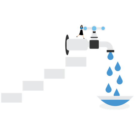 Geschäftsfrau erzählt vom Wassersparen  Illustration