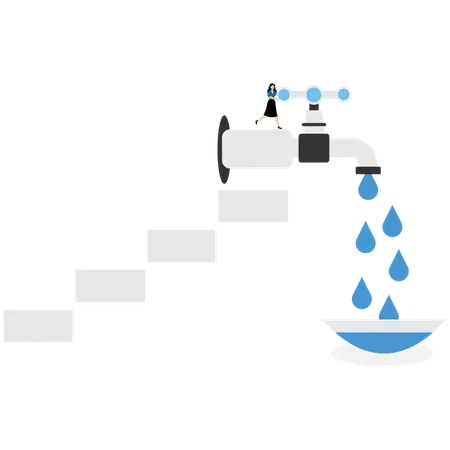 Geschäftsfrau erzählt vom Wassersparen  Illustration