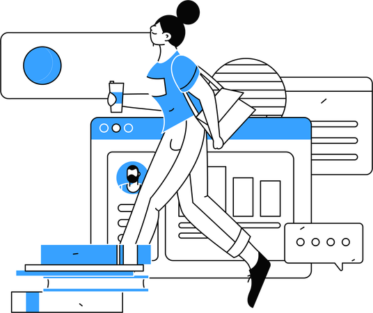 Geschäftsfrau arbeitet freiberuflich  Illustration