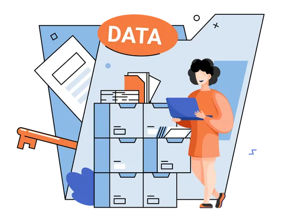 Geschäftsfrau macht Big-Data-Analyse  Illustration