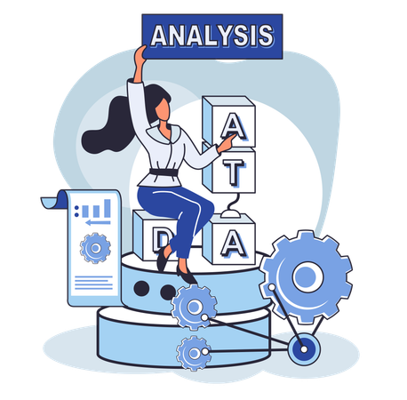 Geschäftsfrau macht Big-Data-Analyse  Illustration