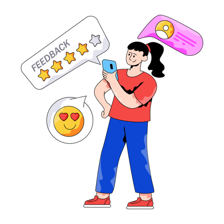 Geschäftsfrau gibt Kundenbewertungen ab  Illustration