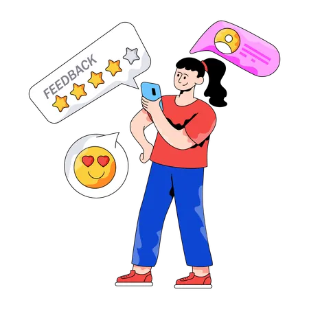 Geschäftsfrau gibt Kundenbewertungen ab  Illustration
