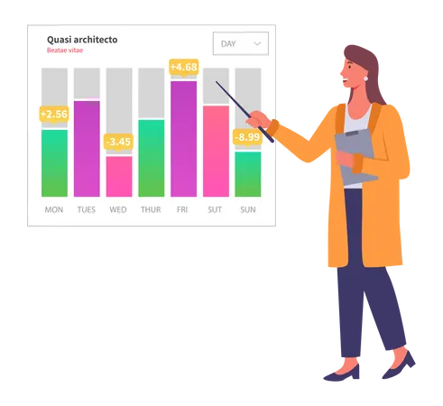 Geschäftsfrau die präsentation hält  Illustration