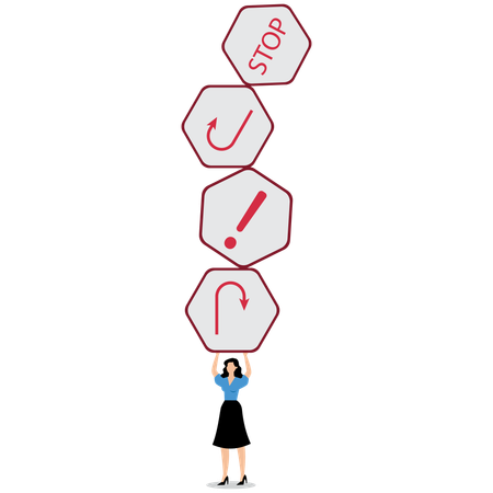 Geschäftsfrau mit Straßenschild  Illustration