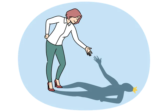 Geschäftsfrau hilft ihrem eigenen Schatten, indem sie Selbstmotivation demonstriert  Illustration
