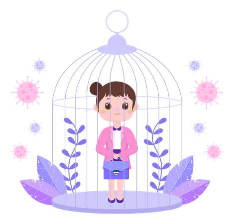 Geschäftsfrau im Lockdown  Illustration