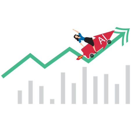 Geschäftsfrau integriert KI in Arbeitsabläufe  Illustration