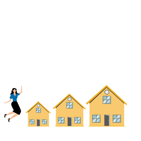 Geschäftsfrau investiert in den Kauf neuer Immobilien  Illustration