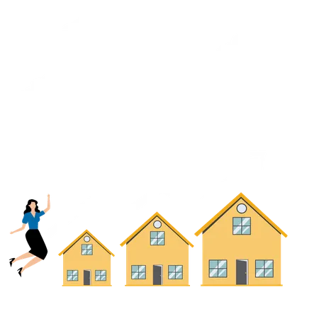 Geschäftsfrau investiert in den Kauf neuer Immobilien  Illustration