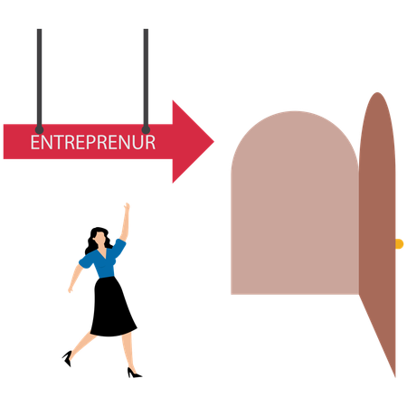 Geschäftsfrau kündigt ihren alten Job und wird Unternehmerin  Illustration