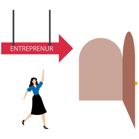 Geschäftsfrau kündigt ihren alten Job und wird Unternehmerin  Illustration