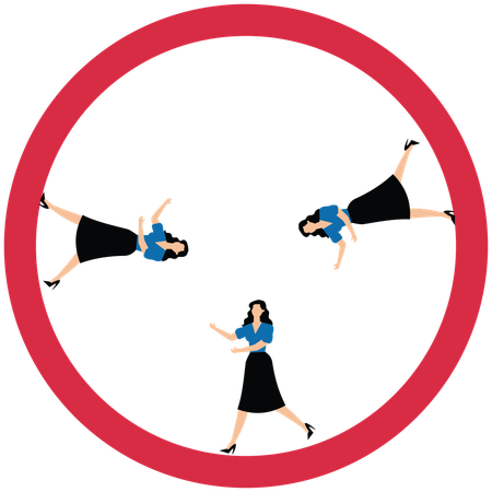 Geschäftsfrau läuft auf einem Looping im Kreis  Illustration
