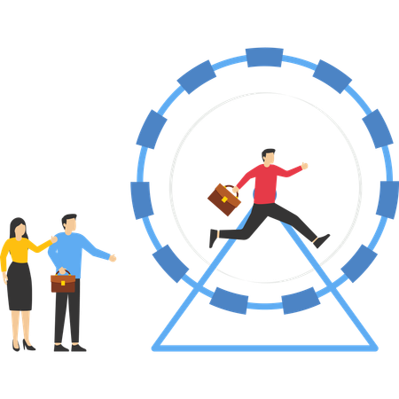 Geschäftsfrau läuft im Hamsterrad  Illustration