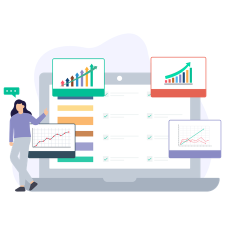 Geschäftsfrau macht Datenanalyse  Illustration