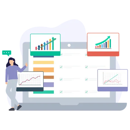 Geschäftsfrau macht Datenanalyse  Illustration