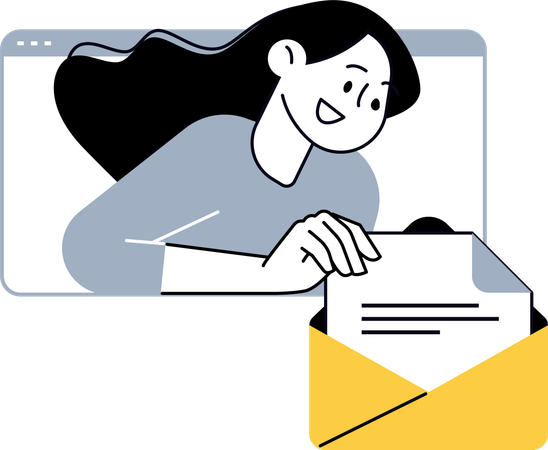 Geschäftsfrau macht Mail-Marketing  Illustration