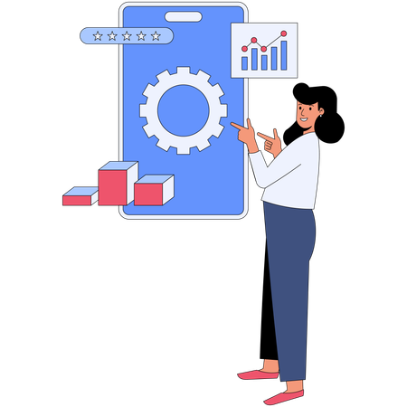 Geschäftsfrau macht Marketinganalyse  Illustration