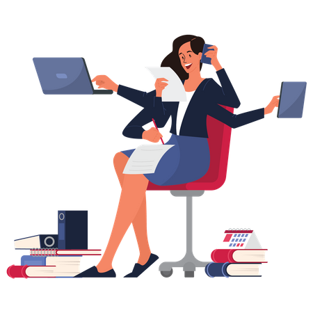 Geschäftsfrau macht Multitasking  Illustration