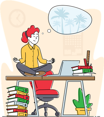 Geschäftsfrau macht Yoga-Meditation  Illustration