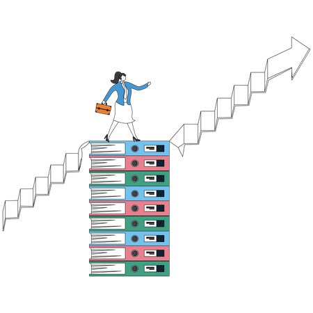 Geschäftsfrau mit akademischen Leistungen  Illustration