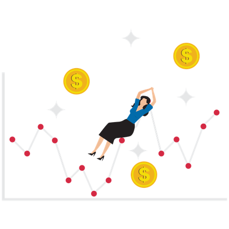 Geschäftsfrau mit erfolgreicher Investition  Illustration