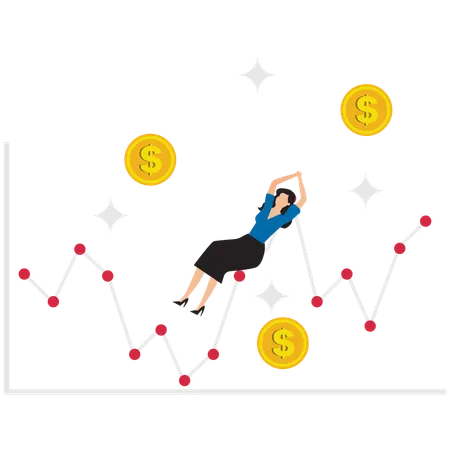 Geschäftsfrau mit erfolgreicher Investition  Illustration