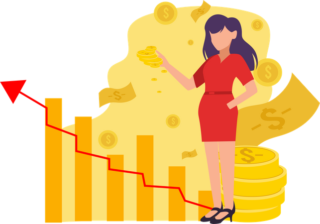 Geschäftsfrau mit erfolgreicher Investition  Illustration