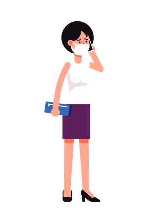 Geschäftsfrau mit Maske  Illustration