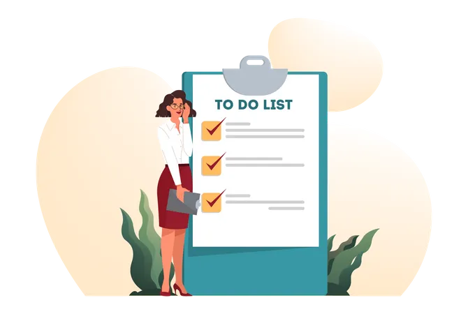 Geschäftsfrau mit to-do-Liste  Illustration