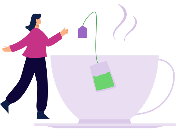 Geschäftsfrau nimmt Tee Erfrischung  Illustration