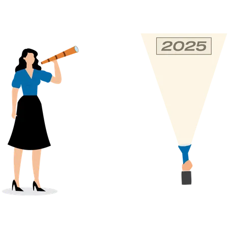 Geschäftsfrau nutzt Unternehmensunterstützung  Illustration