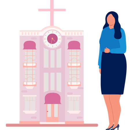 Geschäftsfrau Zahler Kirche in schönen Sonntag  Illustration