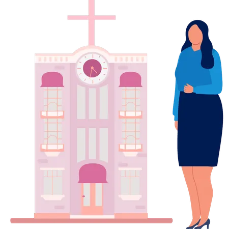 Geschäftsfrau Zahler Kirche in schönen Sonntag  Illustration