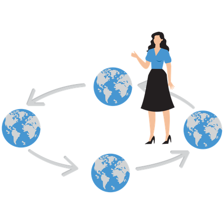 Geschäftsfrau plant globales Geschäft  Illustration