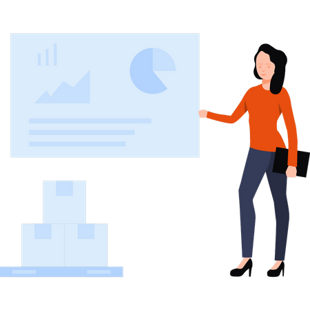 Geschäftsfrau präsentiert Datenanalyse  Illustration