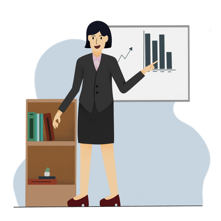 Geschäftsfrau präsentiert Datenanalyse  Illustration