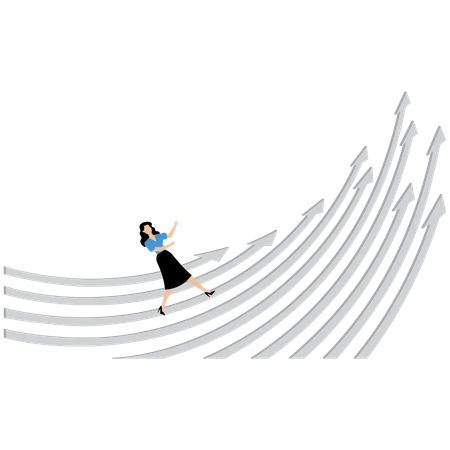 Geschäftsfrau läuft die Pfeile hoch  Illustration