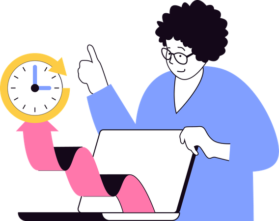 Geschäftsfrau richtet Deadline-Timer ein  Illustration