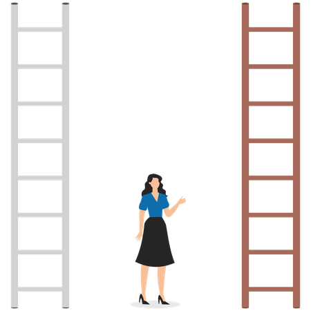 Geschäftsfrau wählt Herausforderung Treppe  Illustration