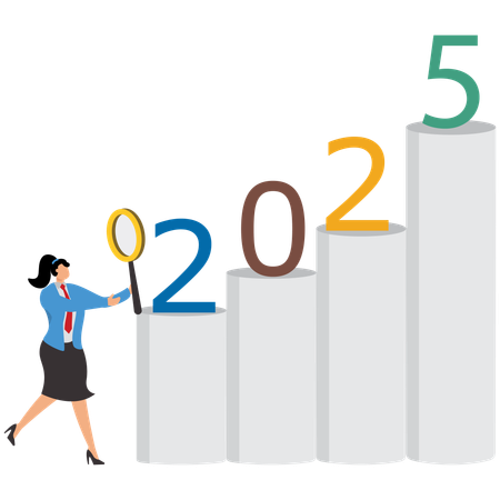 Geschäftsfrau formuliert Ziele für 2025  Illustration