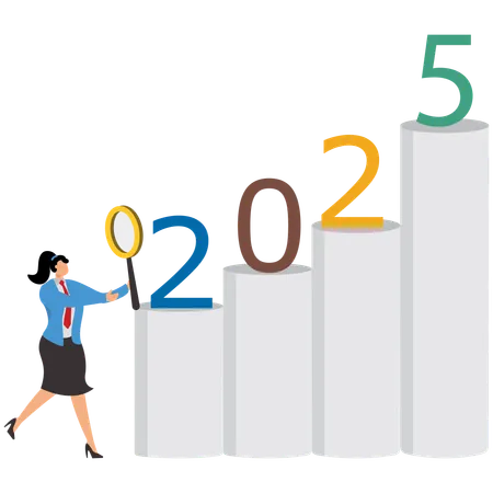 Geschäftsfrau formuliert Ziele für 2025  Illustration