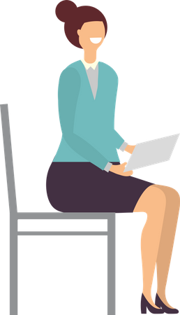 Geschäftsfrau, die mit Bericht auf Stuhl sitzt  Illustration